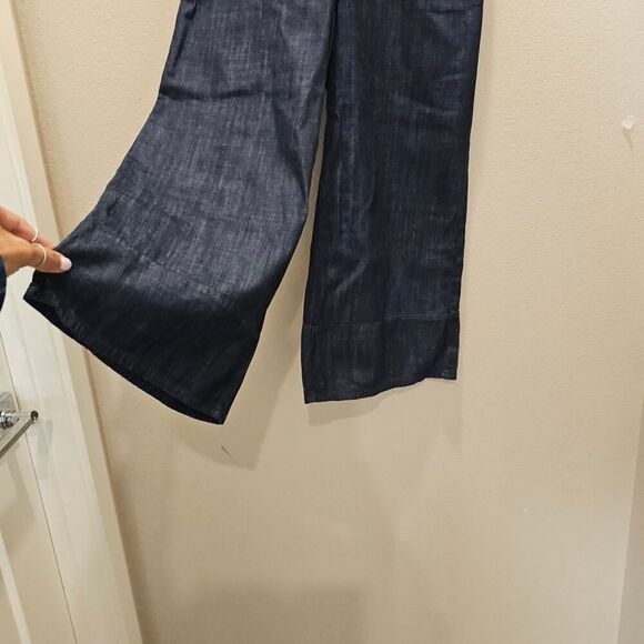 Crosby Dark Chambray Denim Wide Leg Cropped Pants Size 4 - Picture 2 of 7